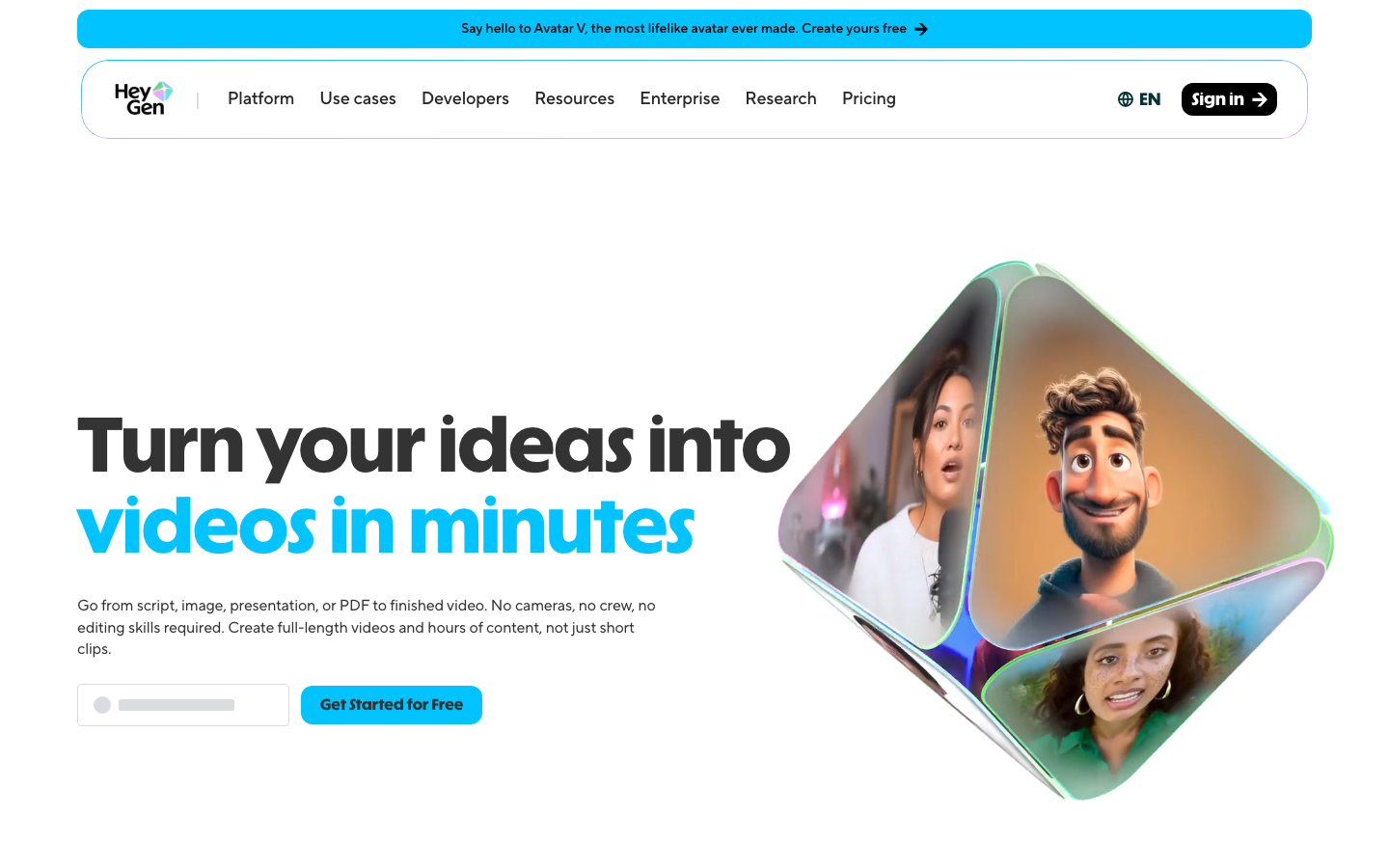 HeyGen homepage screenshot