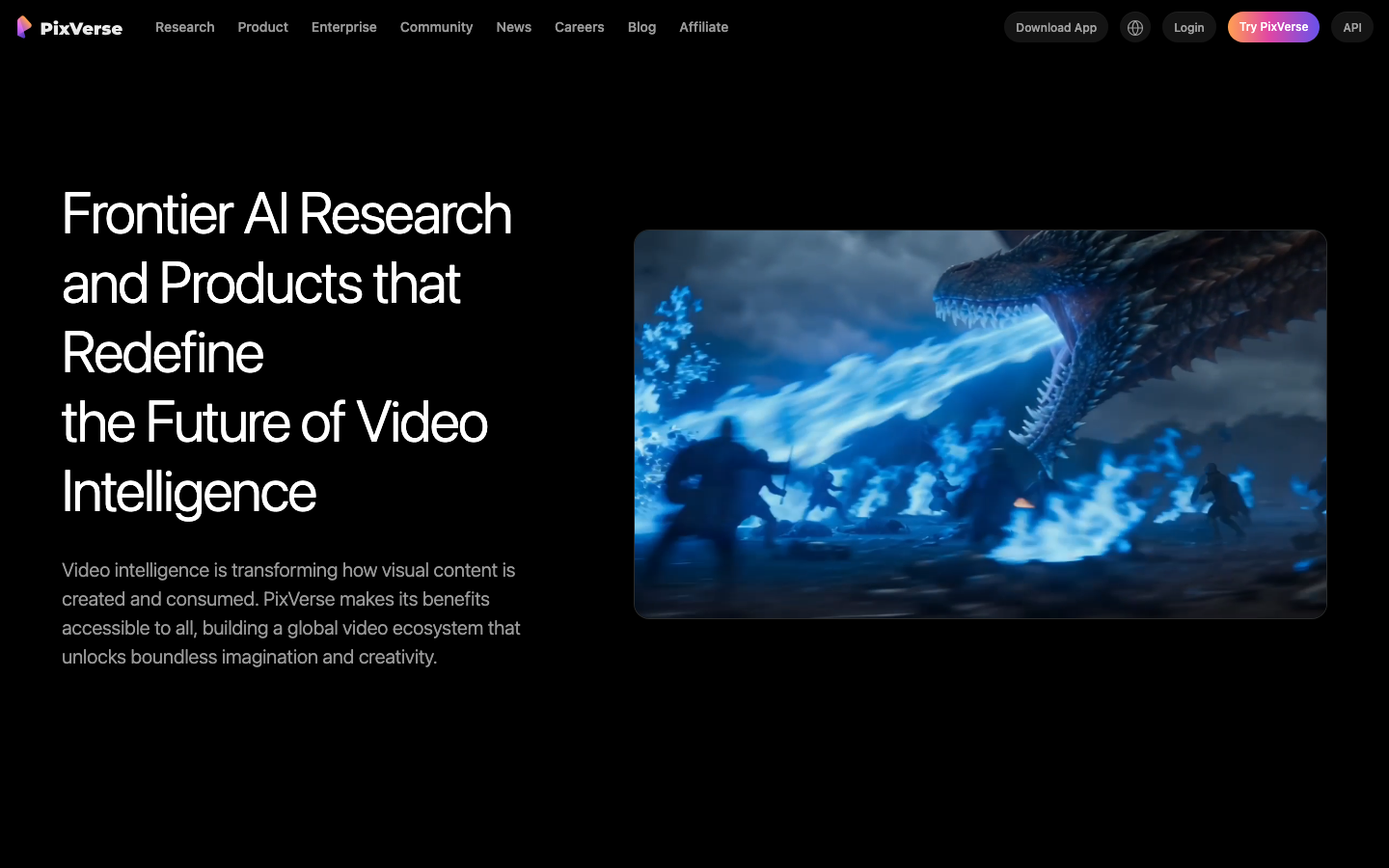 PixVerse homepage screenshot