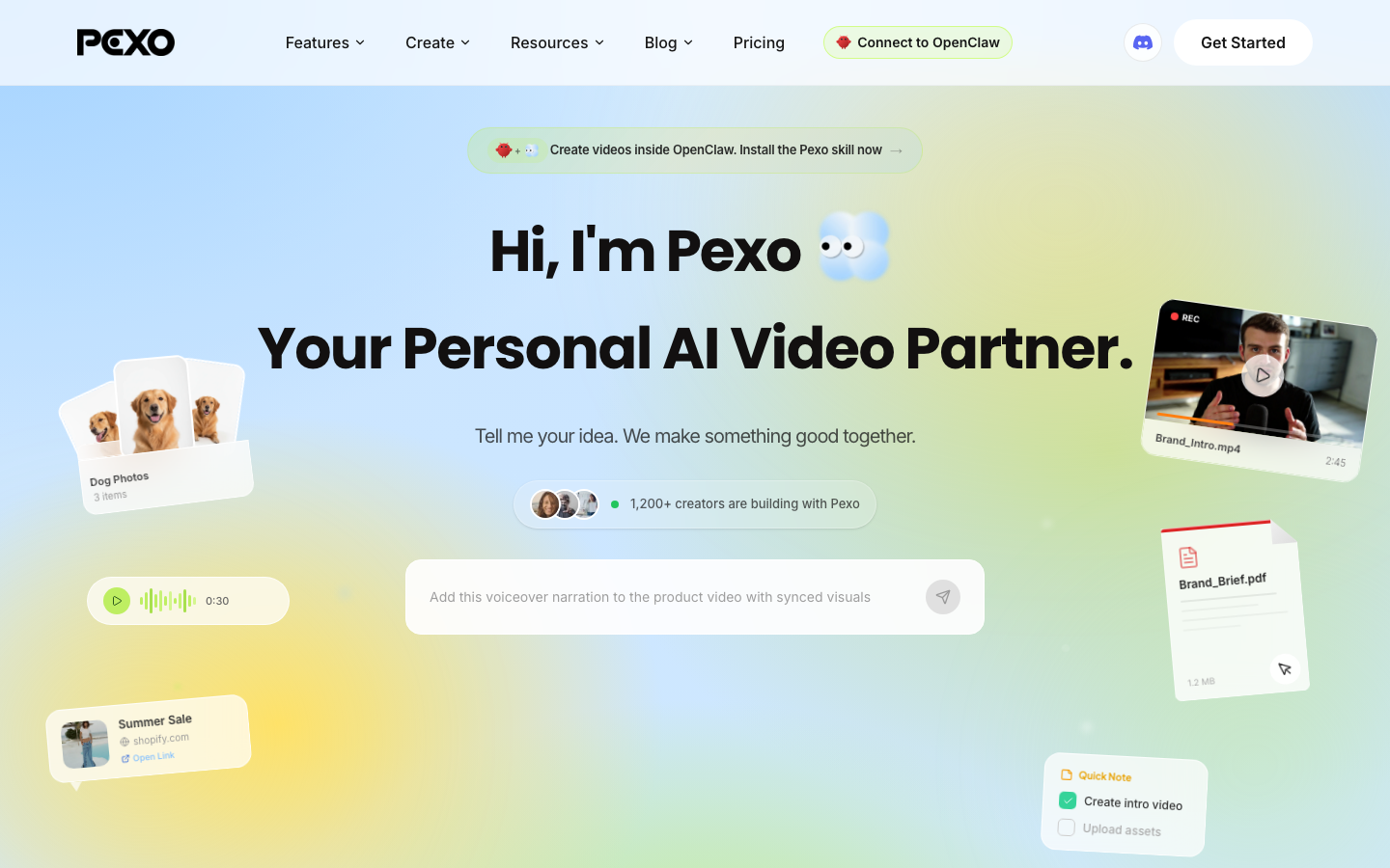 Pexo AI homepage screenshot