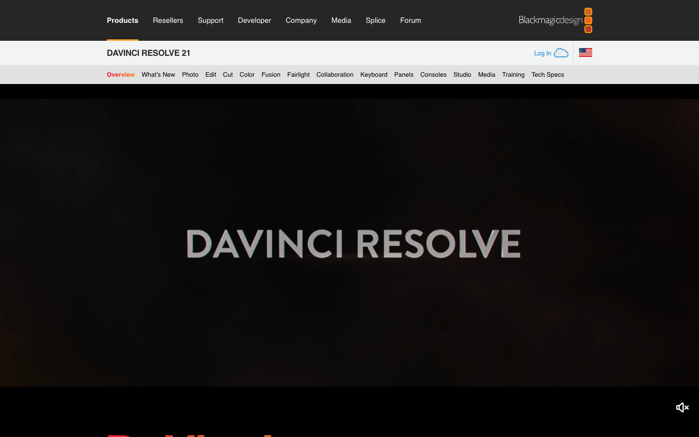 DaVinci Resolve homepage screenshot