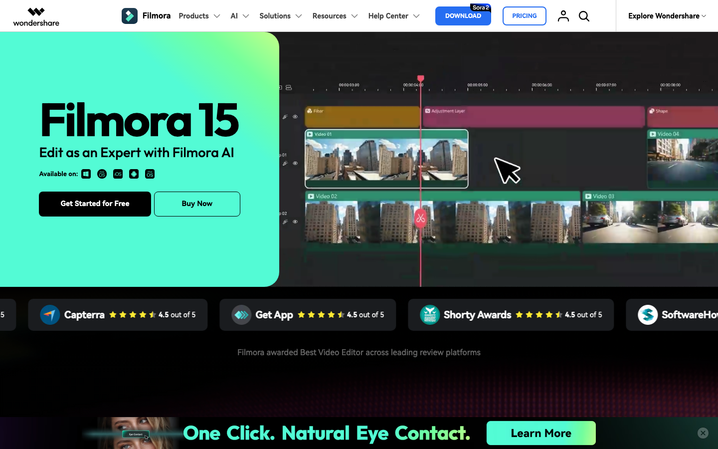 Filmora homepage screenshot
