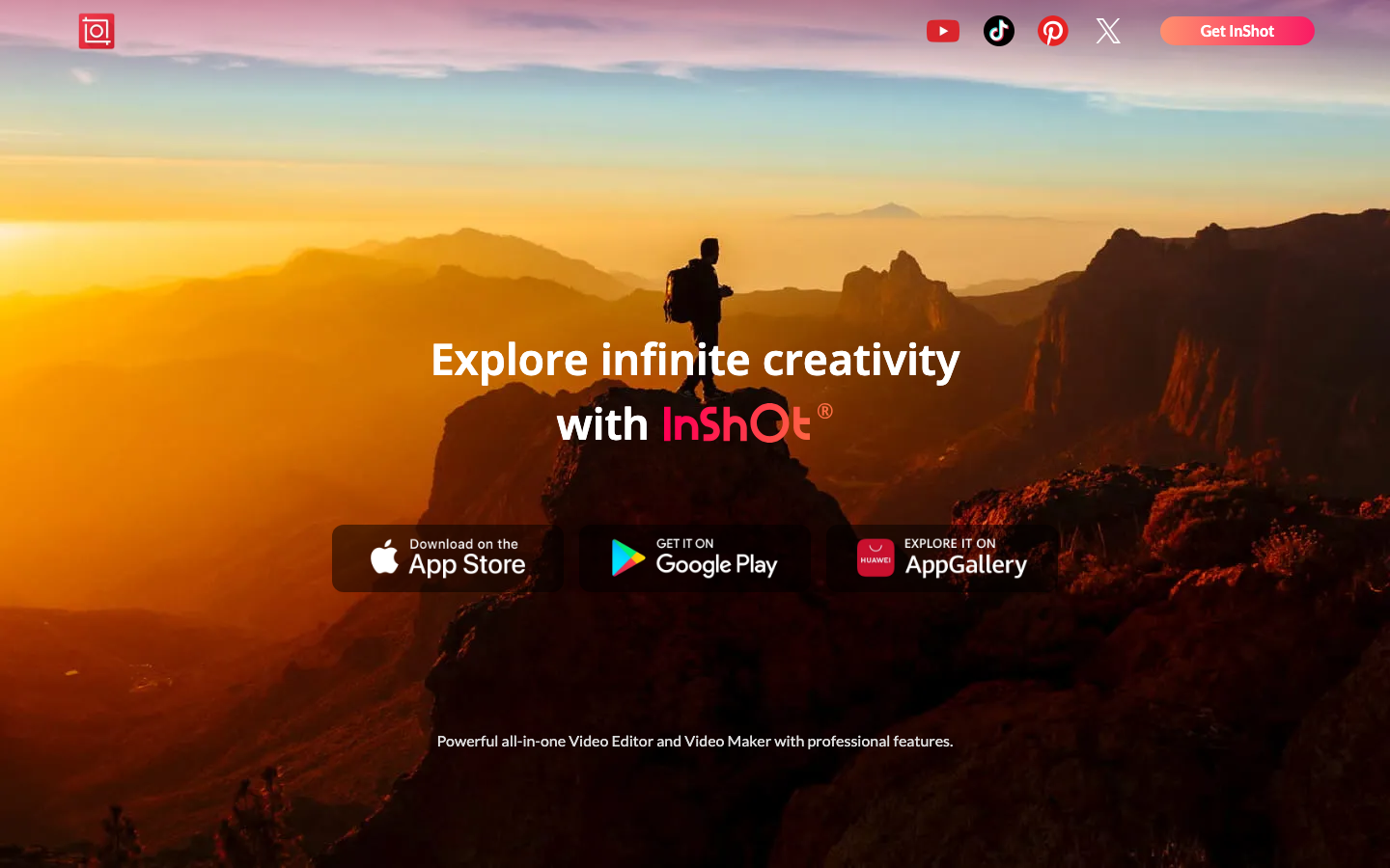 InShot homepage screenshot