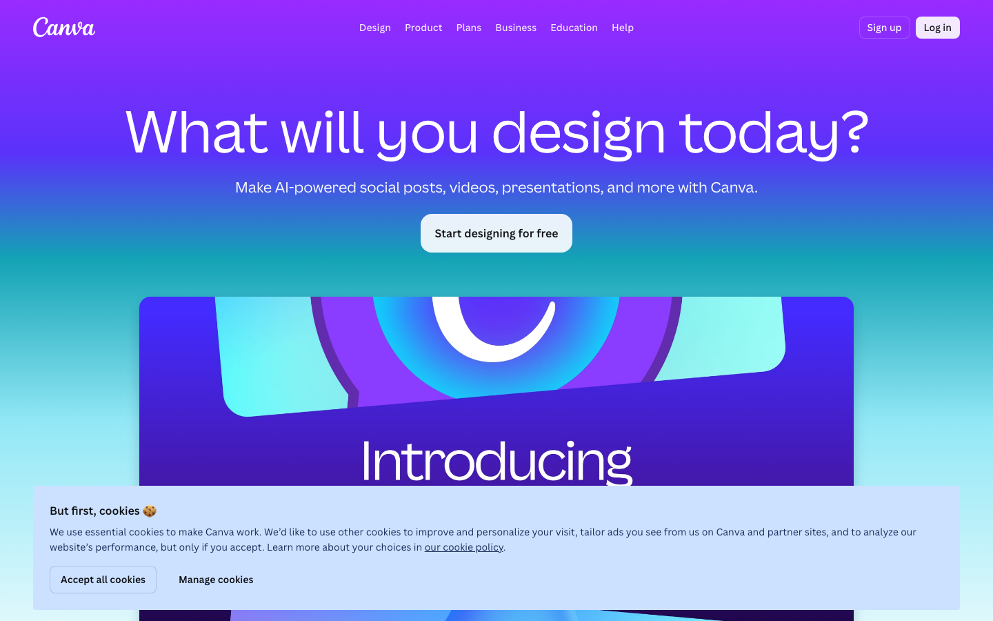 Canva homepage screenshot