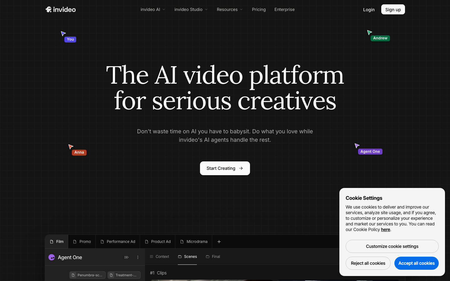InVideo AI homepage screenshot