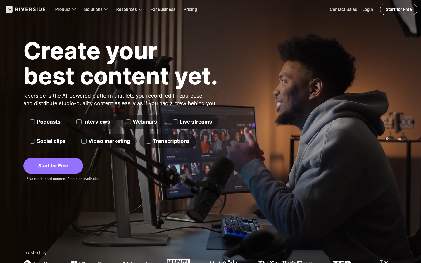 Riverside homepage screenshot