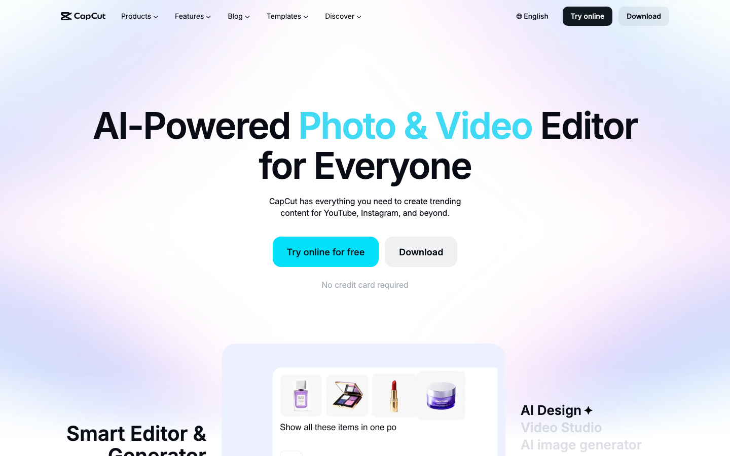 CapCut homepage screenshot