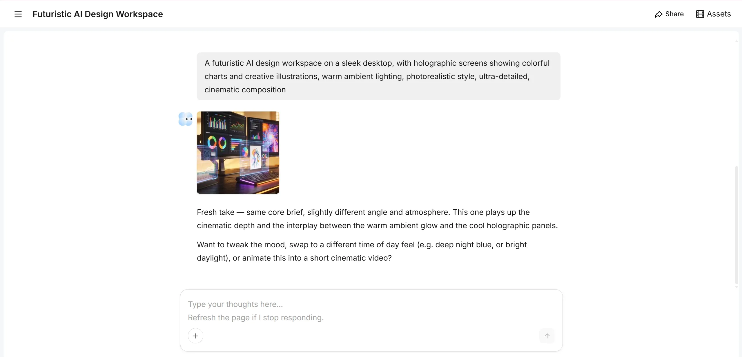 Pexo AI image creation workbench screenshot
