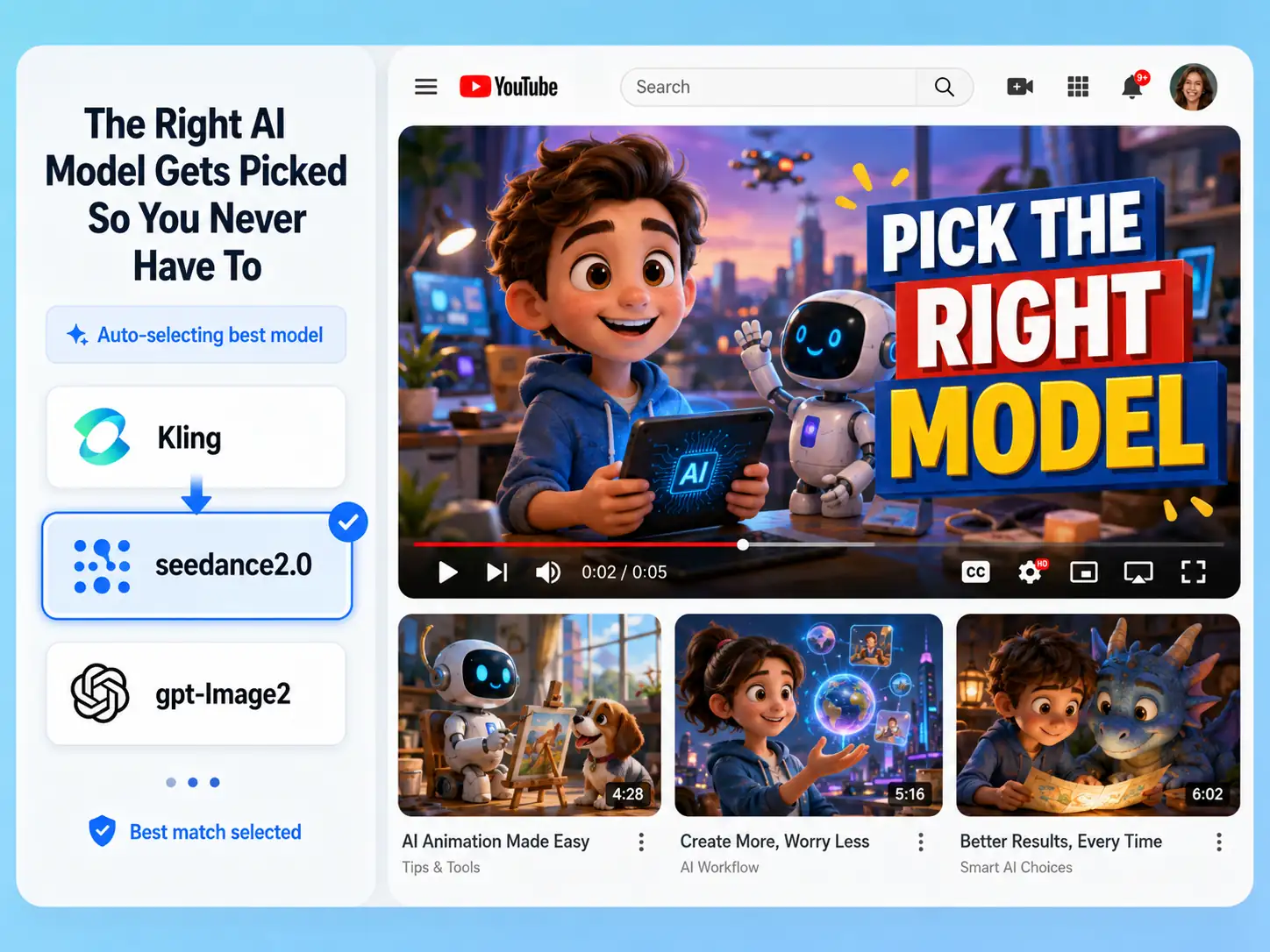 Pexo auto model selection for YouTube Shorts