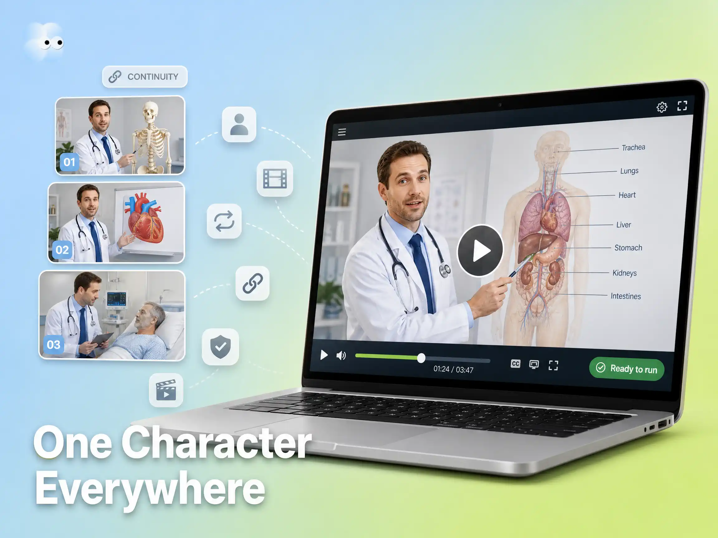 Multi-scene continuity for healthcare explainer videos by Pexo