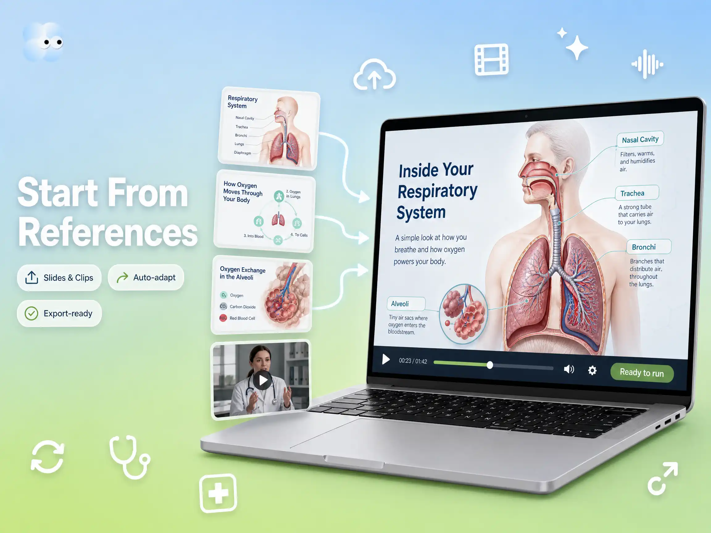 Reference-based healthcare explainer creation by Pexo