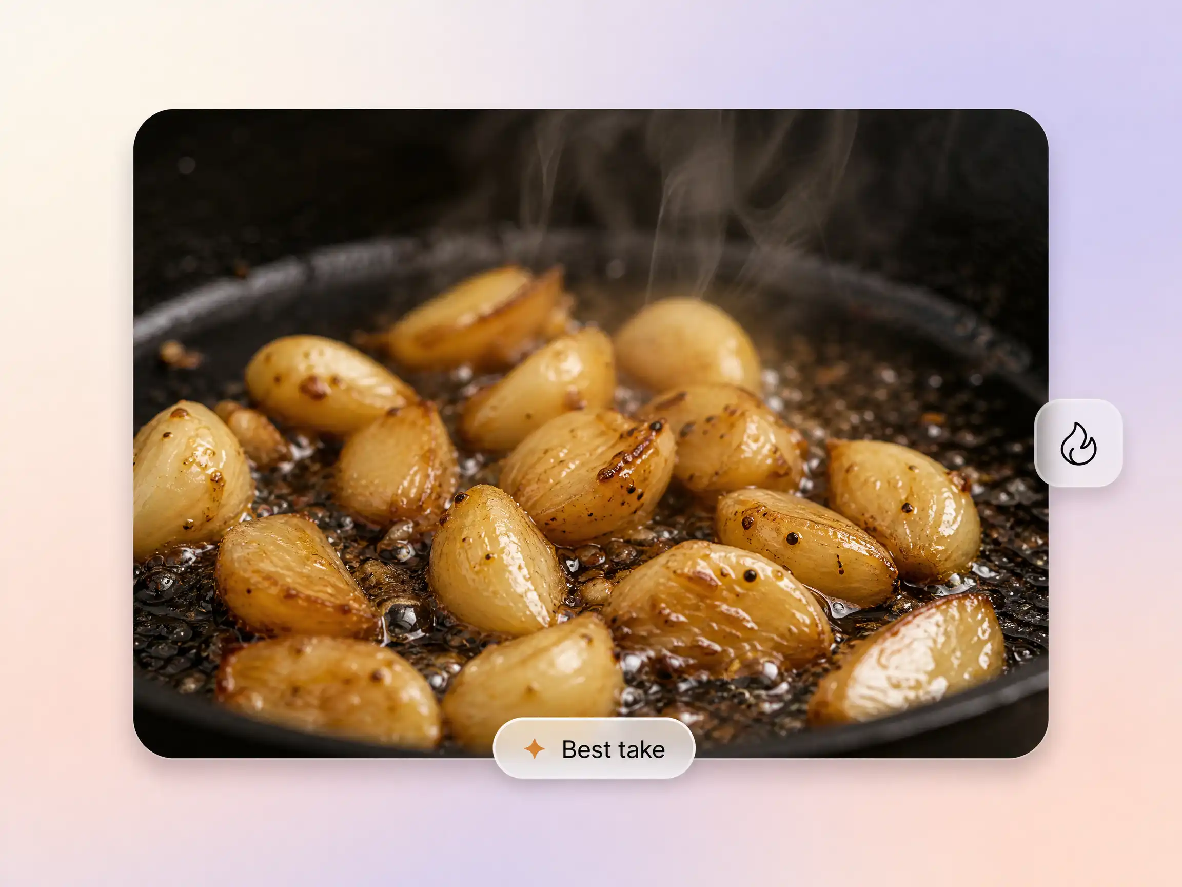 Appetizing close-up shots generated for an AI recipe video