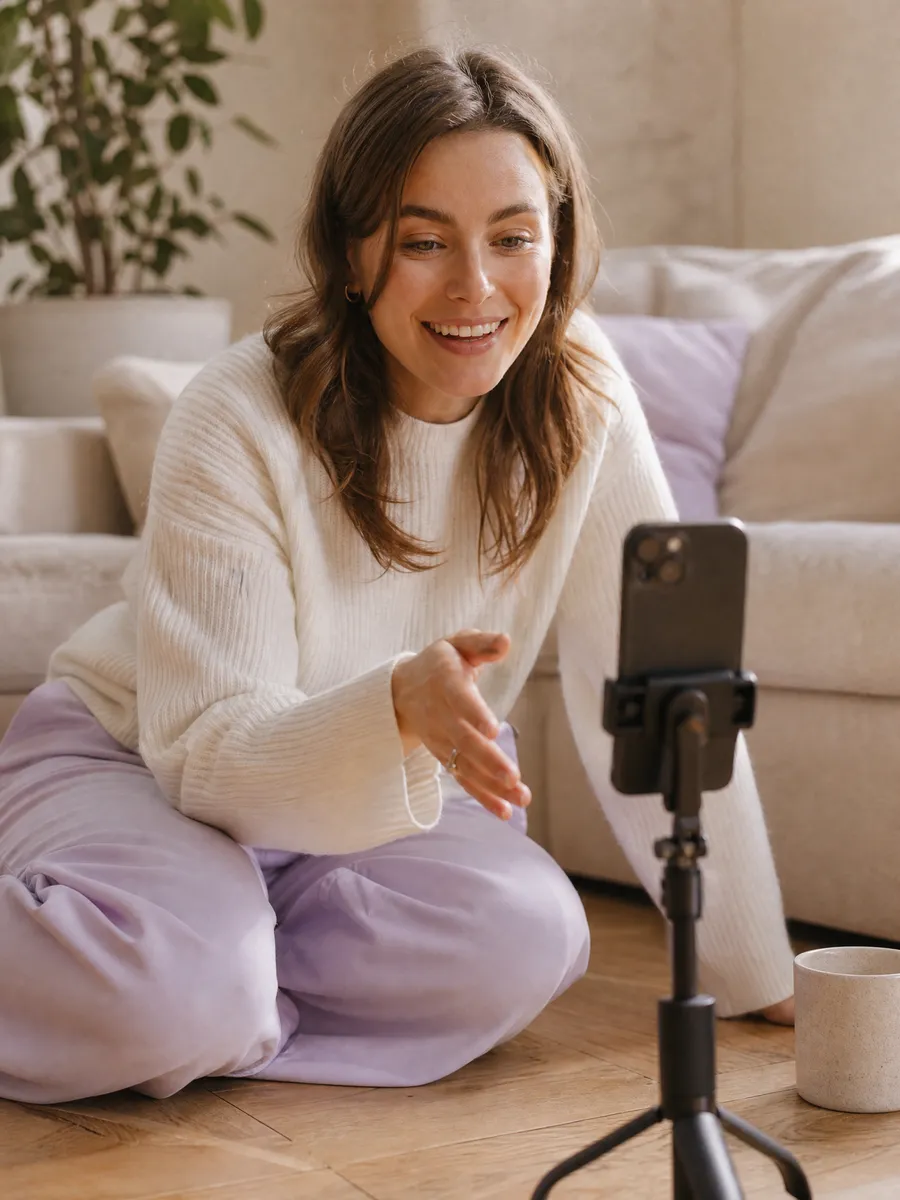 Creator filming an AI social media video with the Pexo social media video maker