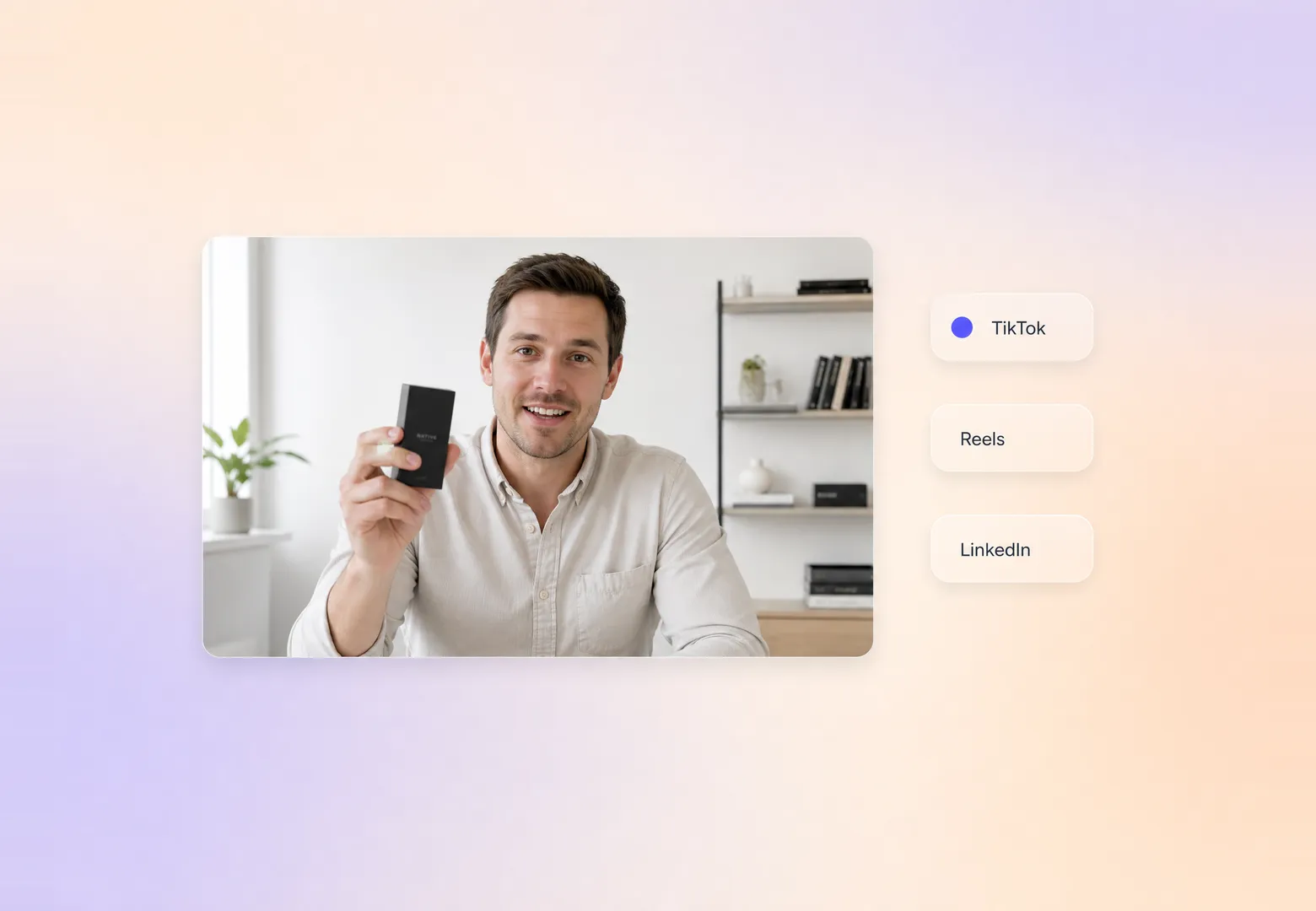One social media video brief exported to TikTok, Reels and LinkedIn formats