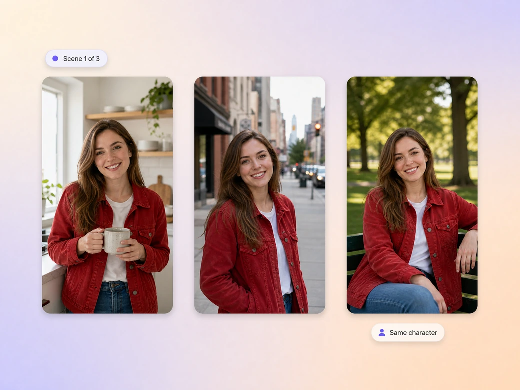 Pexo multi-scene continuity for YouTube Shorts