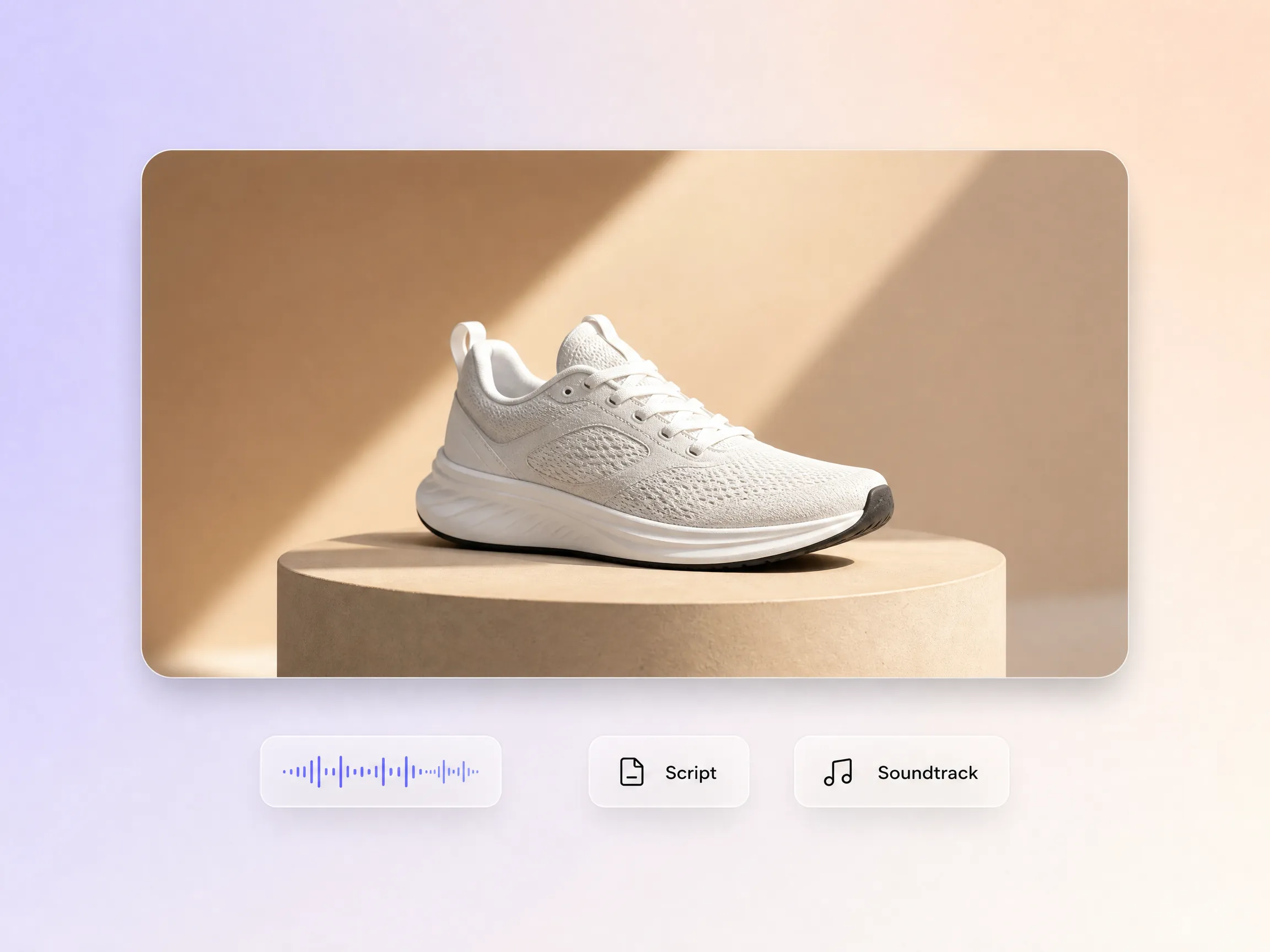 Pexo product video generator drafting a script and layering a soundtrack