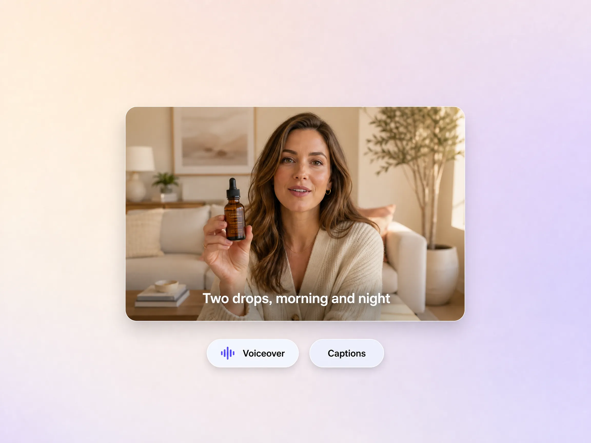 AI voiceover and burned in captions on a product demo video in Pexo