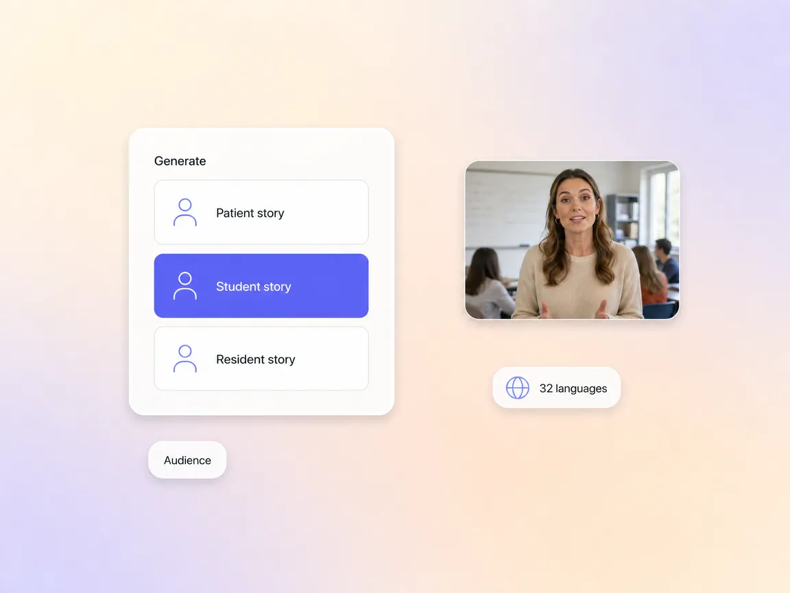Patient and student testimonial video options in the AI testimonial video maker