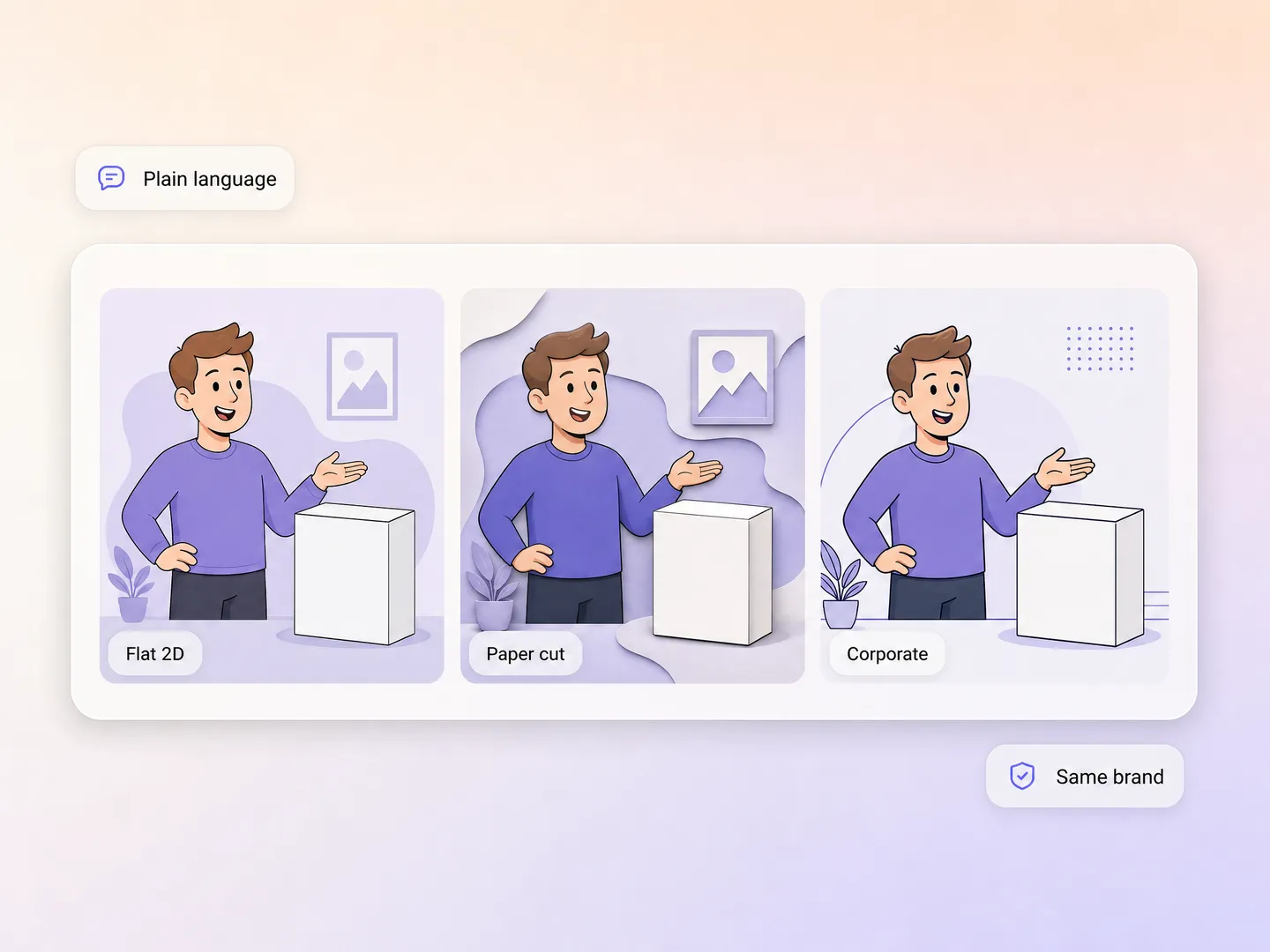 Visual style options for an animated marketing video