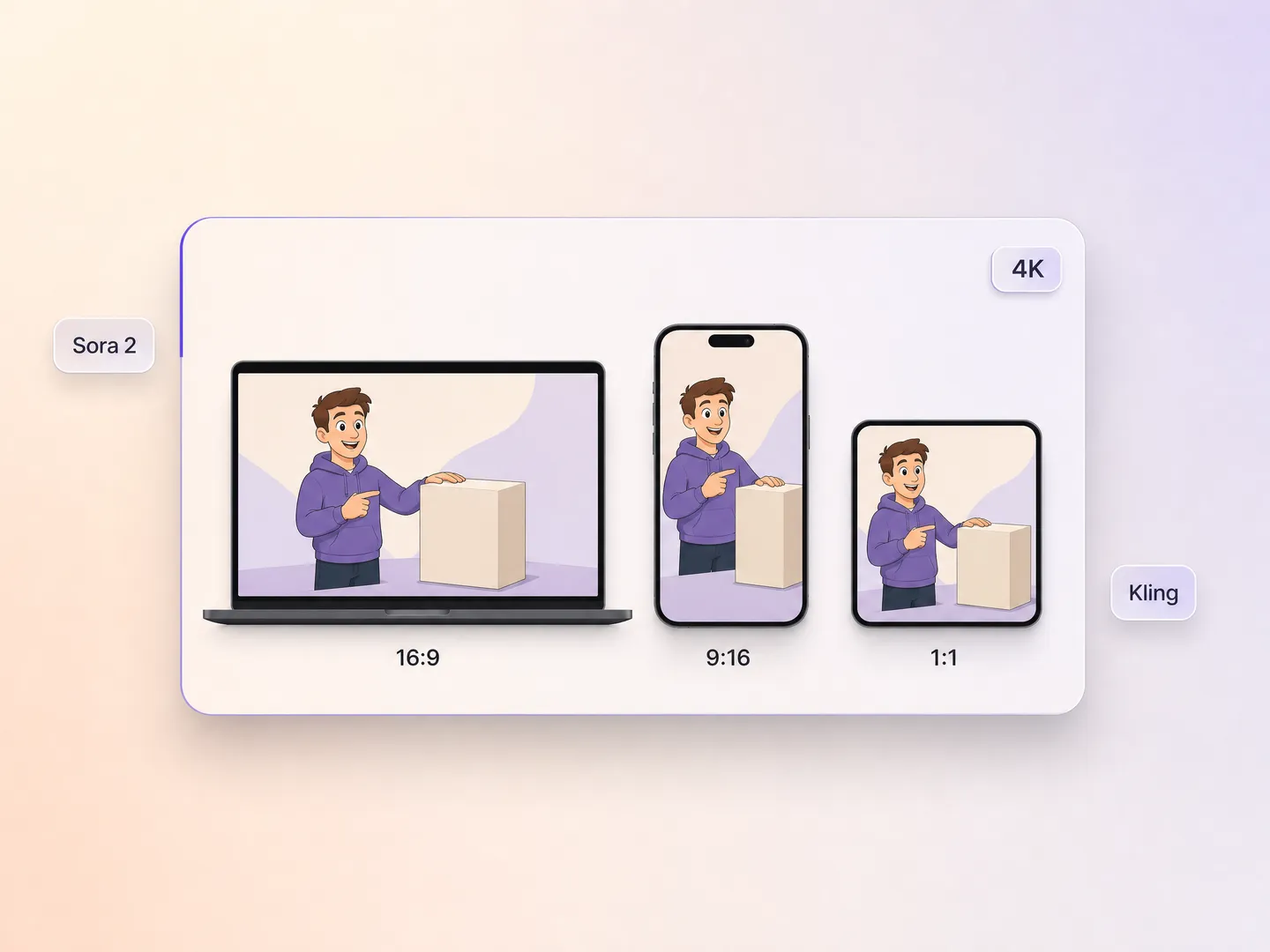 Animated marketing video exported in 16:9, 9:16 and 1:1