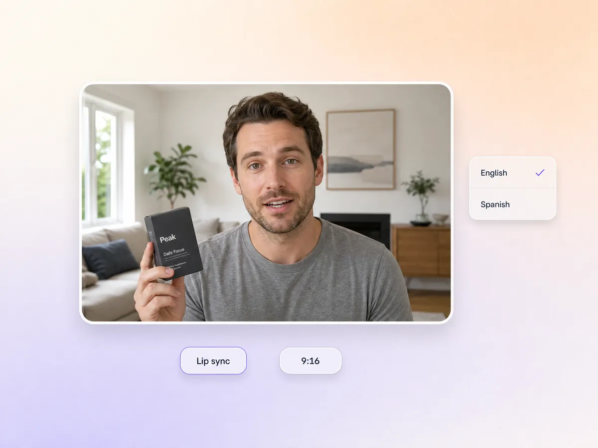 AI creator delivering an ai ugc video in a second language