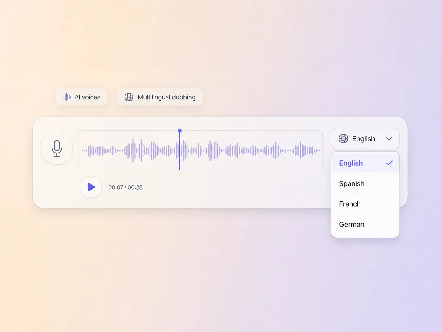 Pexo adding cloned narration and multilingual dubbing to a book launch video