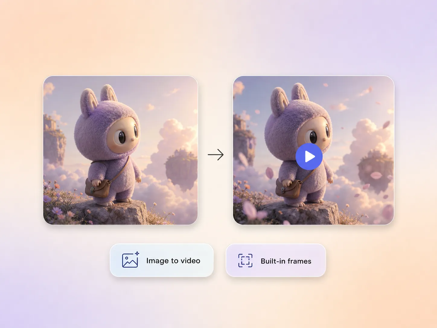Pexo generating a custom image and animating it into a NFT launch video