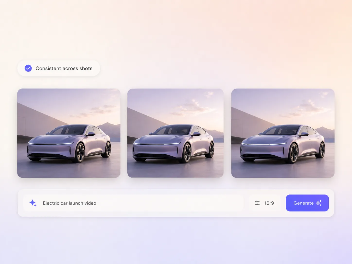 Hyperframe keeping a product consistent across shots of a car launch video