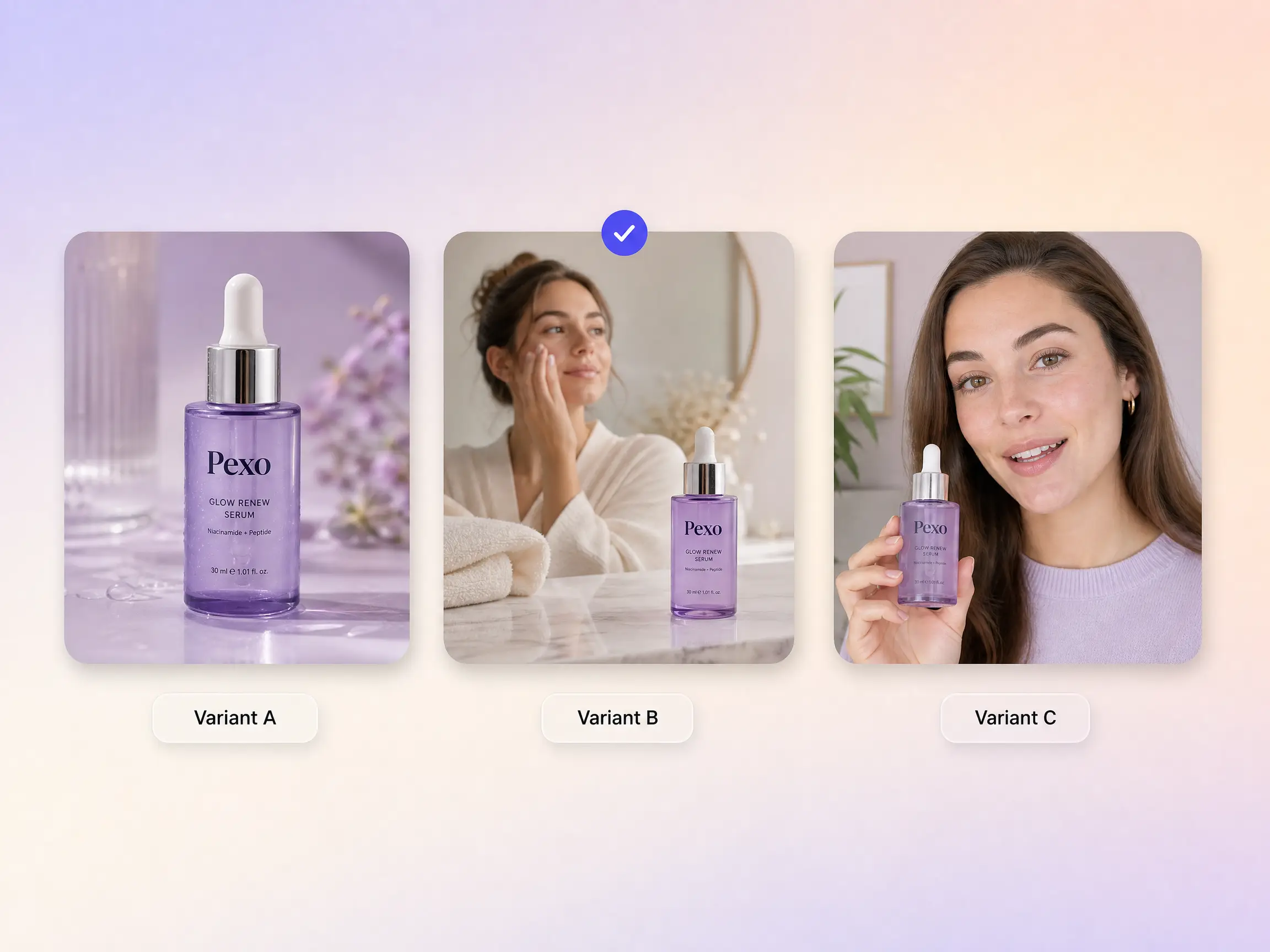 Several versions of the same YouTube ad shown side by side for testing