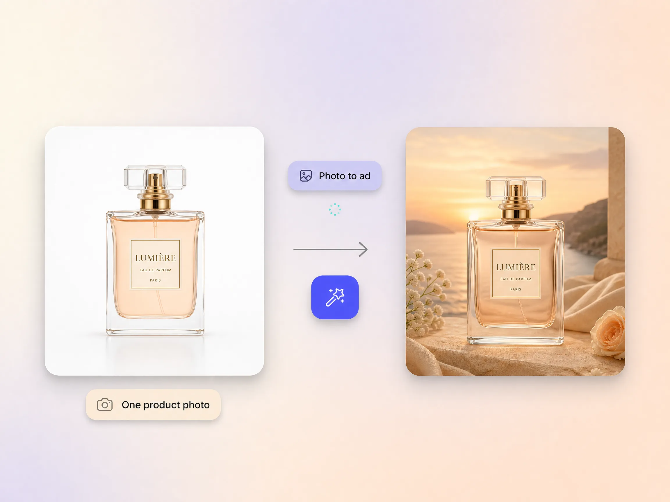 A product ad built from a single product photo