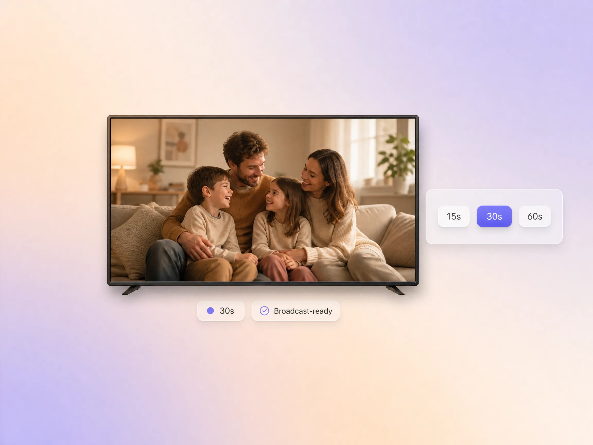 A TV commercial cut to exact broadcast spot lengths