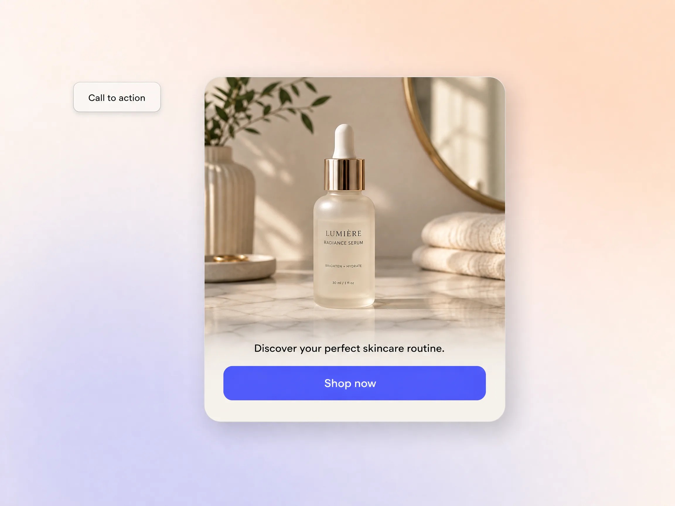 A video ad ending on a clear call to action for a product