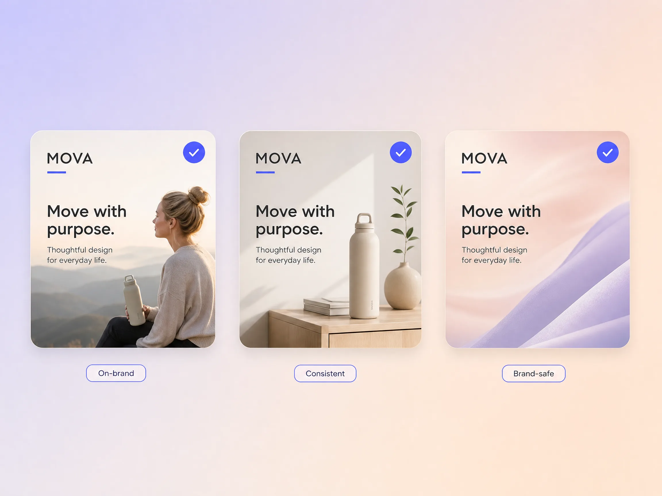 A brand ad keeping the same logo, colors, and type across every frame