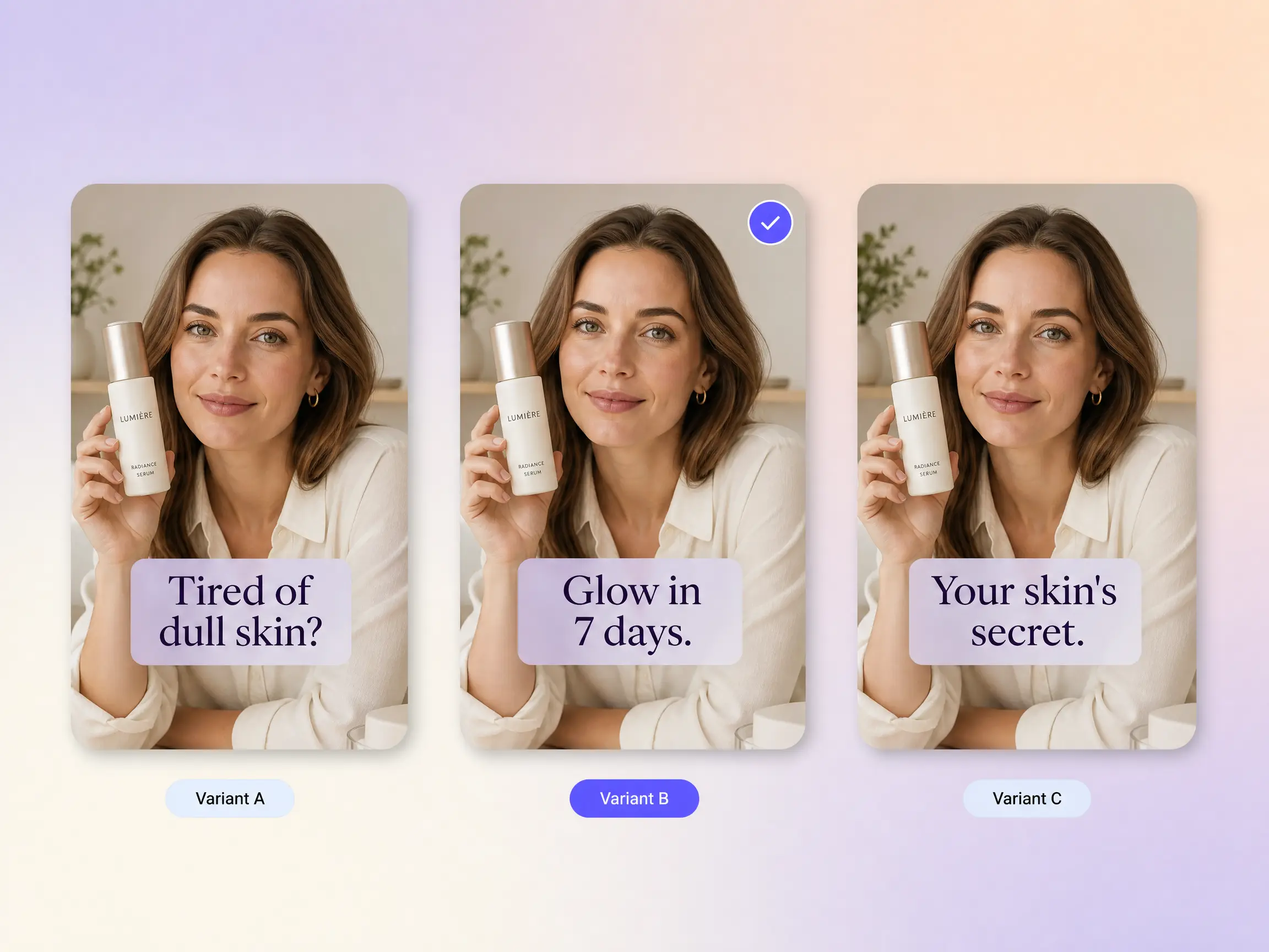 Several versions of the same advertisement video lined up for A/B testing