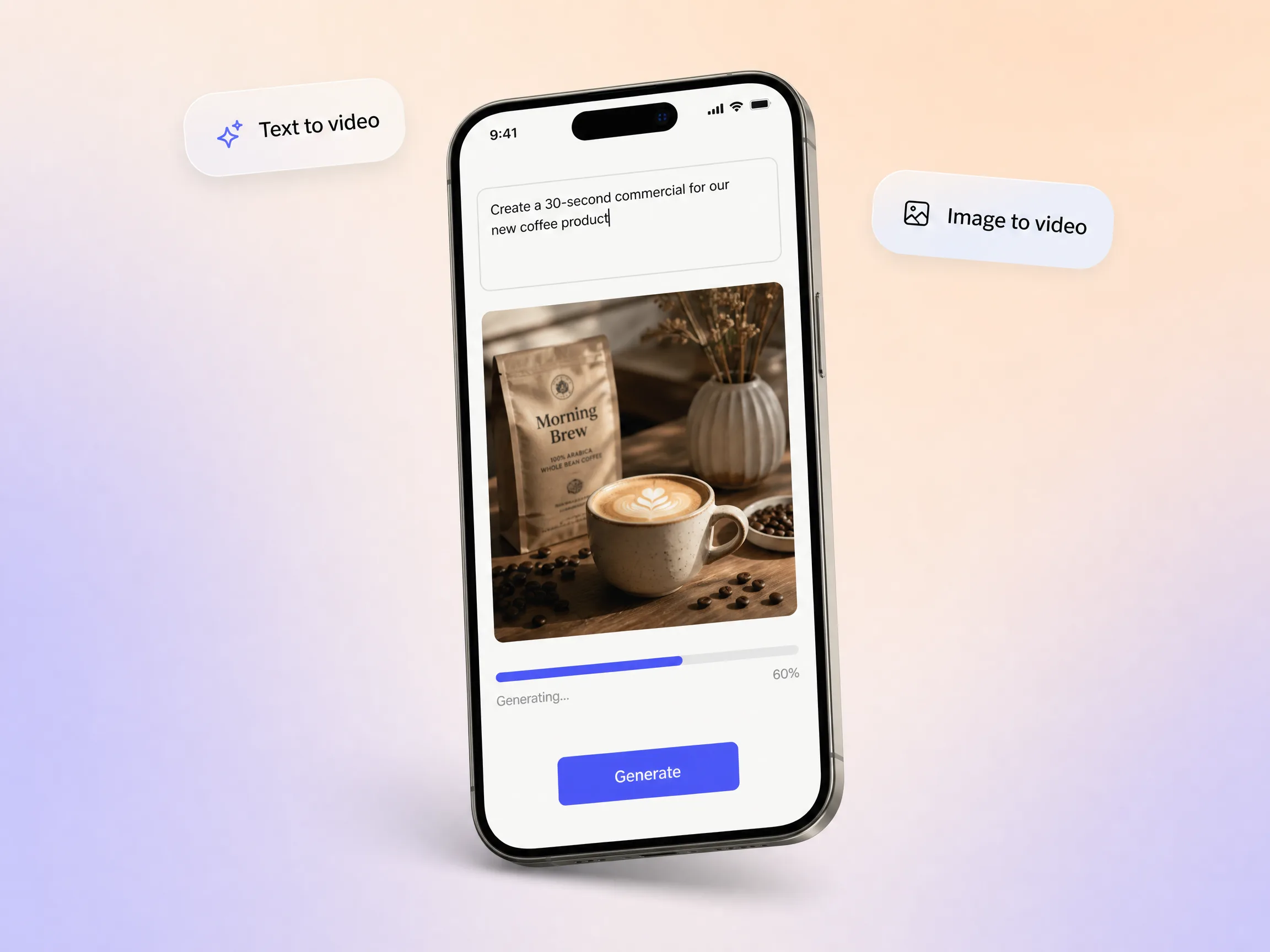 Creating a commercial video from a text prompt and a photo in the Pexo editor