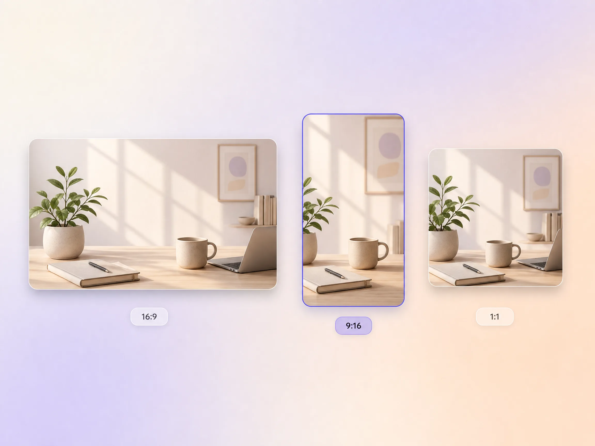 A google ad video exported in 16:9, 9:16, and 1:1 formats up to 4K