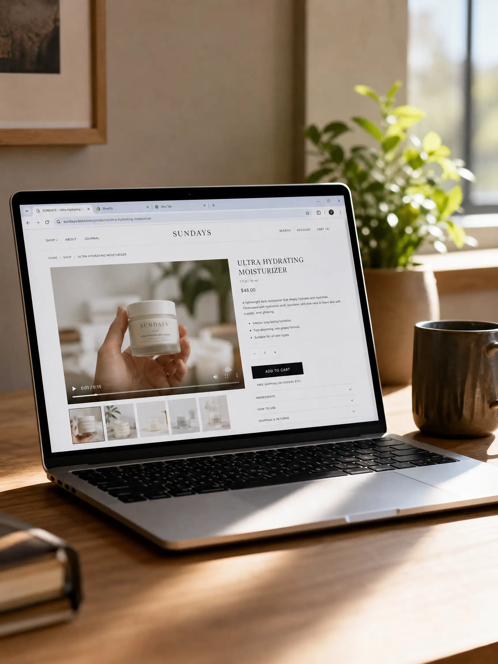 Shopify video created with Pexo AI playing on a store product page