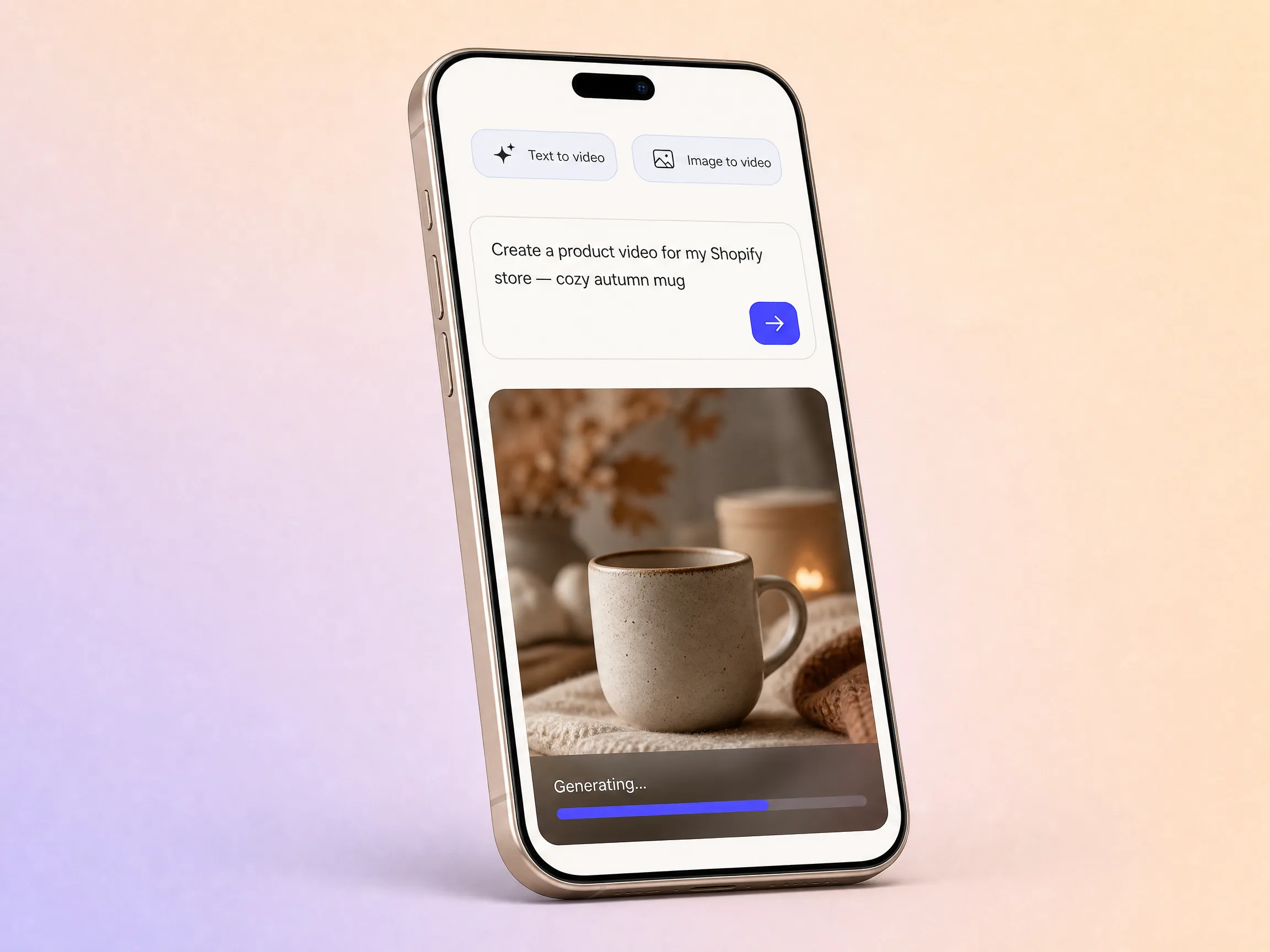 Creating a shopify video from a text prompt and a photo in the Pexo editor