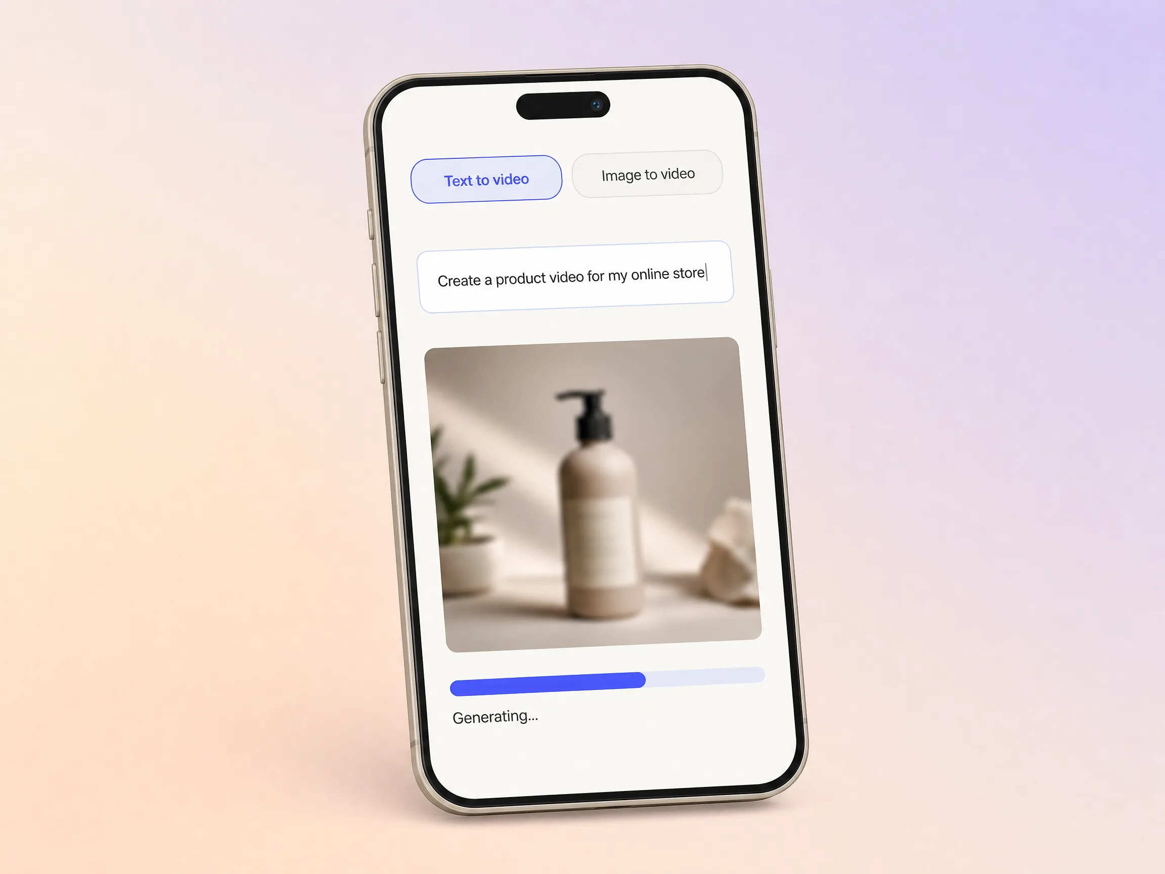 Creating a ecommerce video from a text prompt and a photo in the Pexo editor