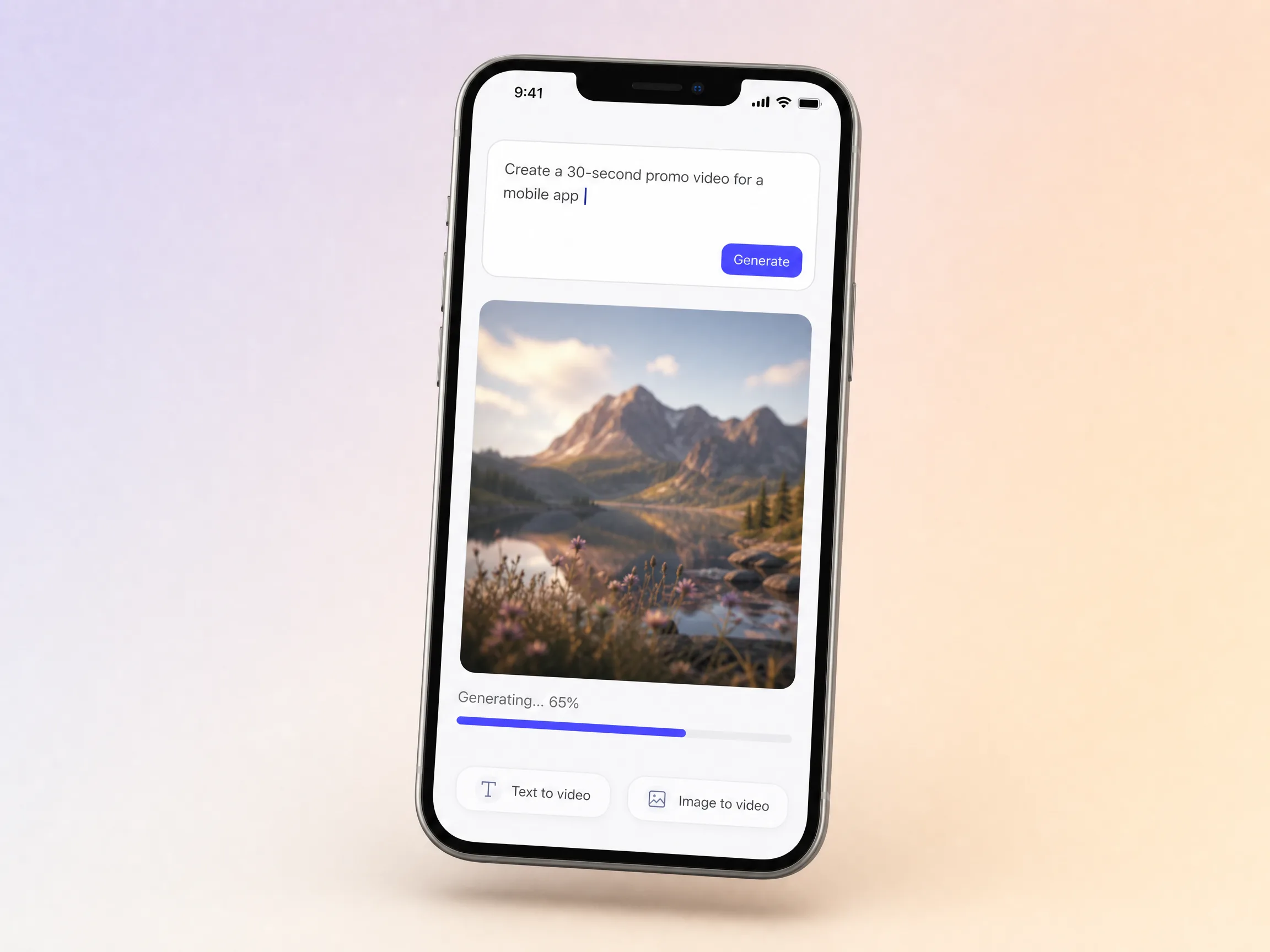 Creating a app promo video from a text prompt and a photo in the Pexo editor