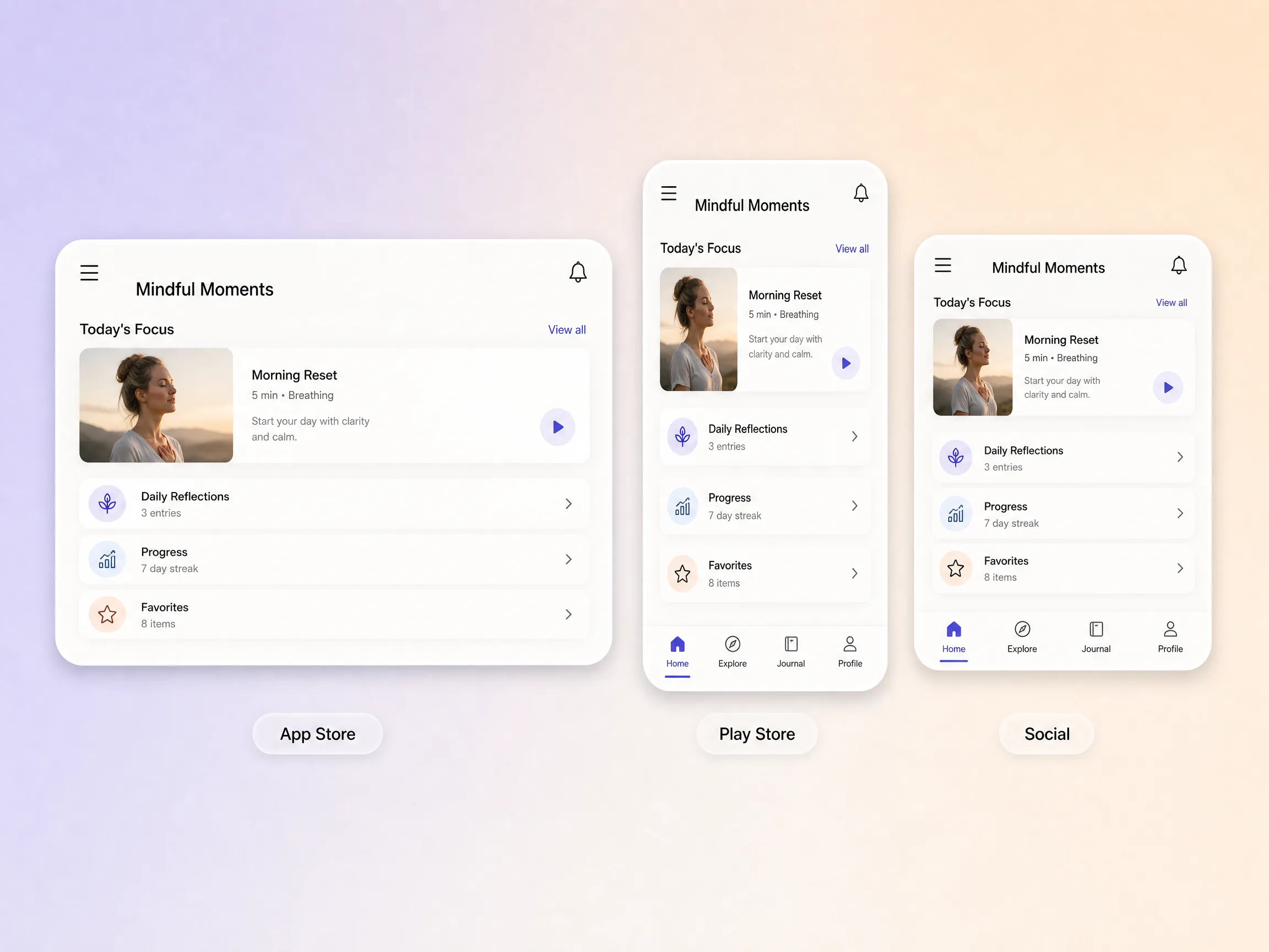 An app promo video sized for App Store, Play Store, and social feeds