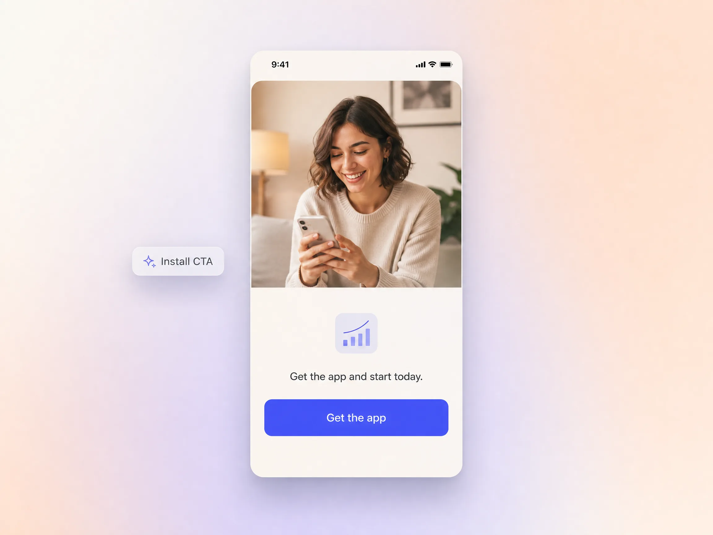 An app promo video ending on a clear install and signup call to action