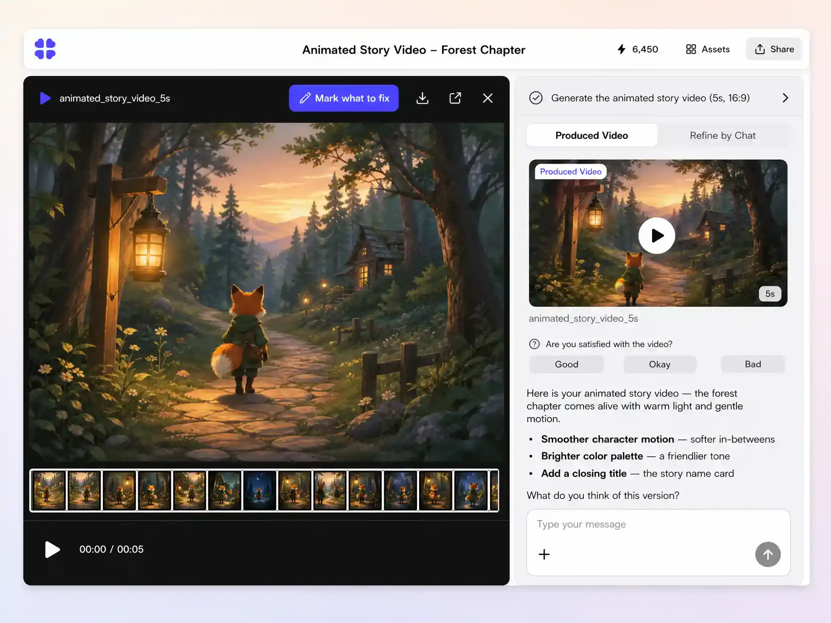 Creating a animated story video from a text prompt and a photo in the Pexo editor