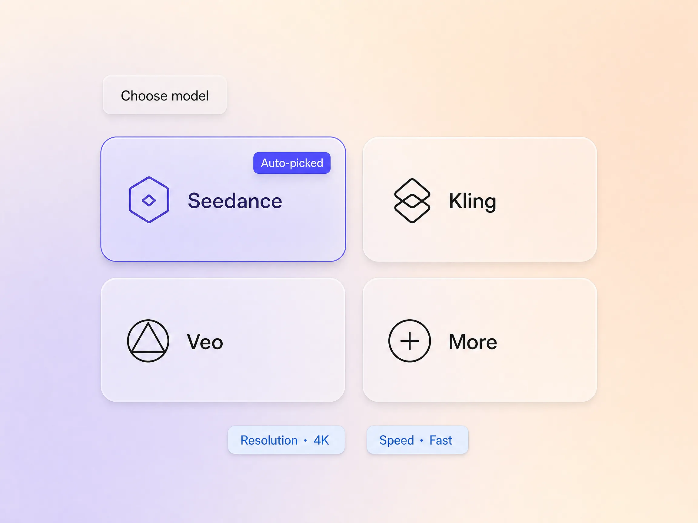Pexo automatically selecting the best AI model for a fan film