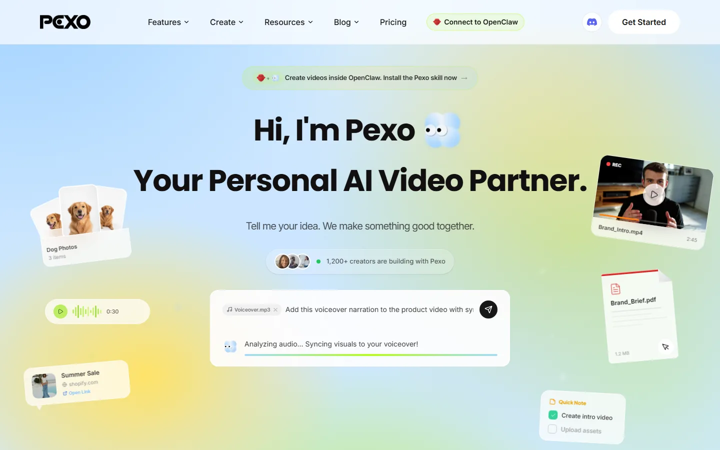 Pexo, the AI video partner, turning a plain-language brief into a finished video