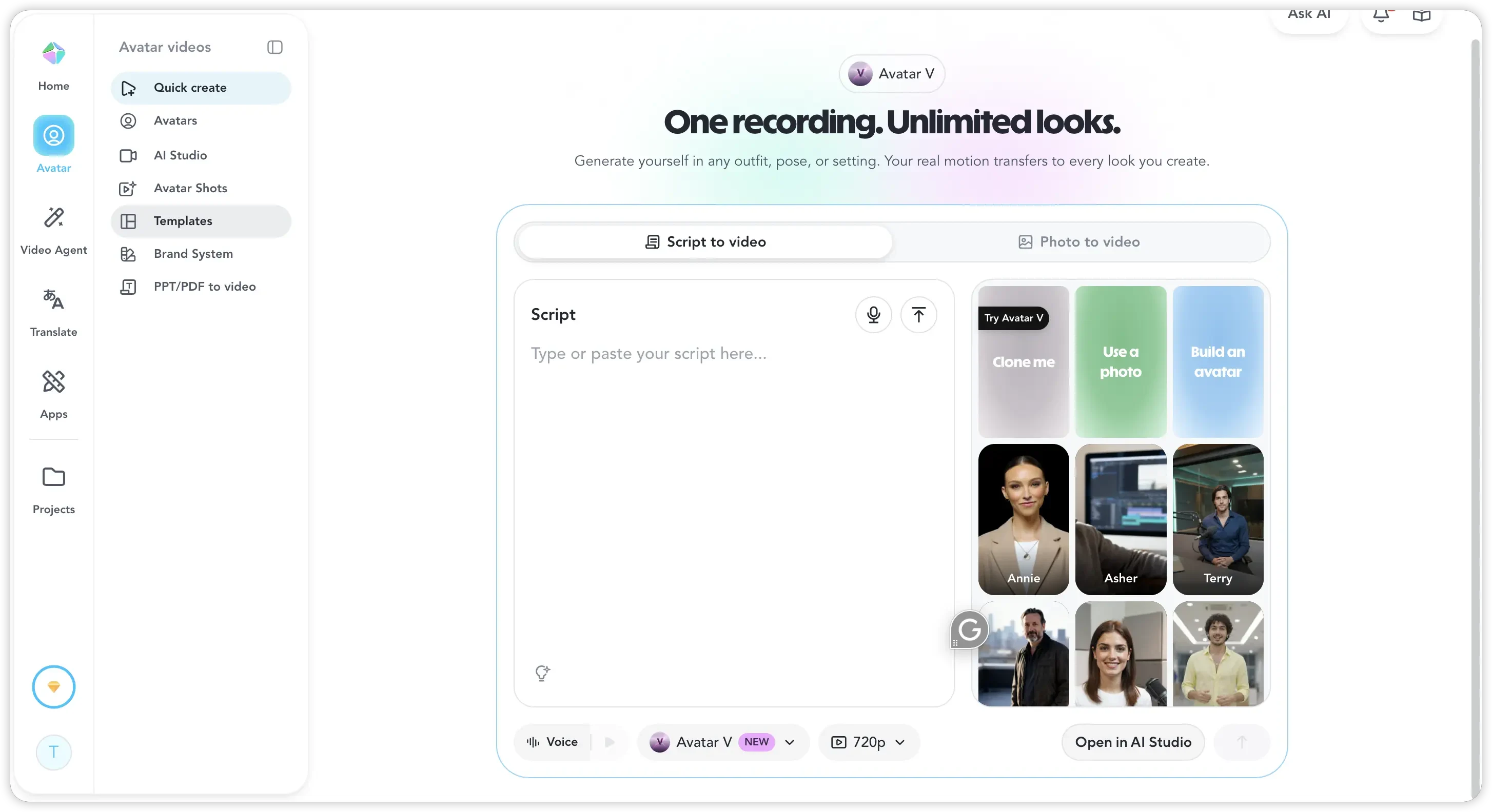 HeyGen avatar example, the presenter-led output every plan is priced around