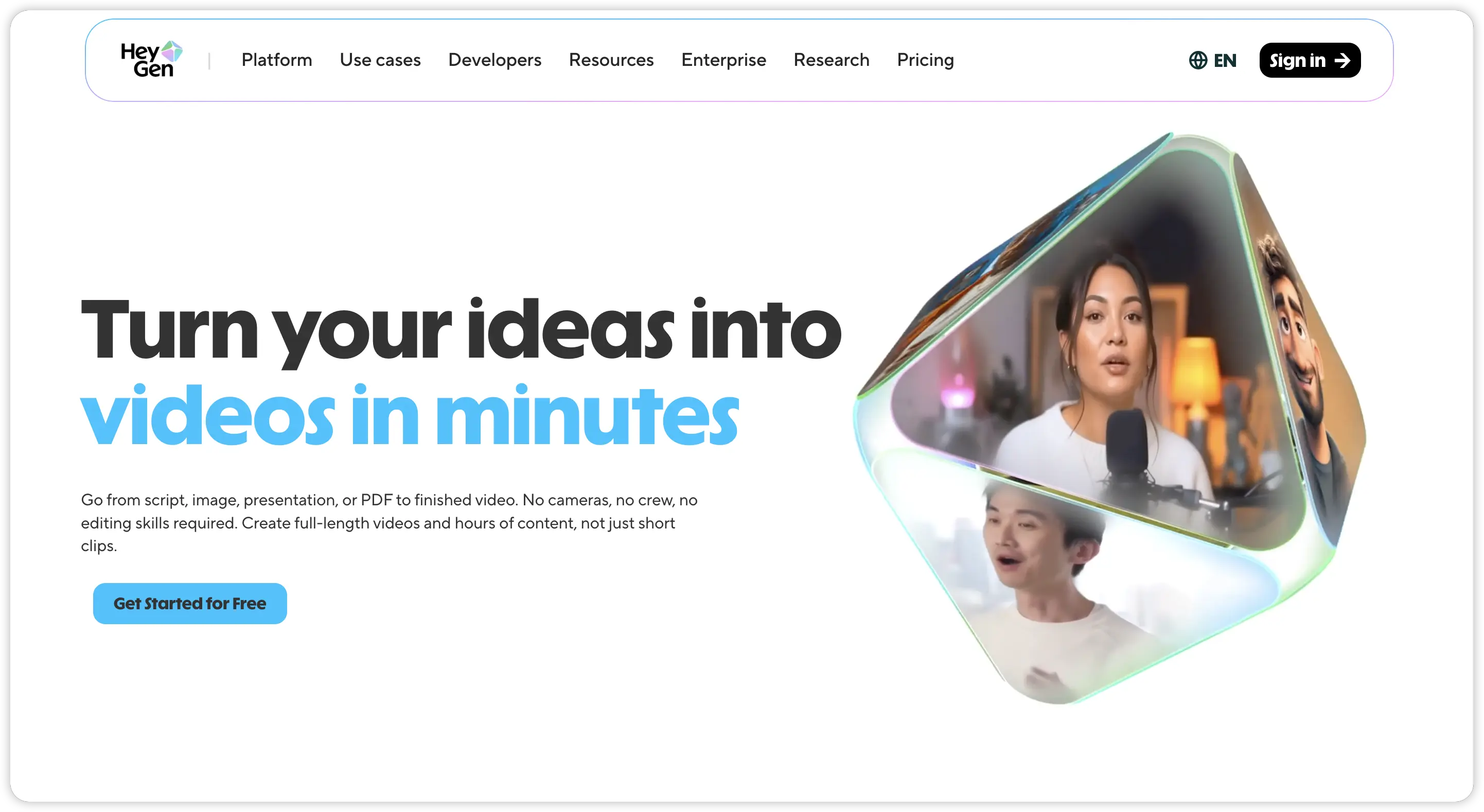 HeyGen AI avatar platform with expressive digital presenters