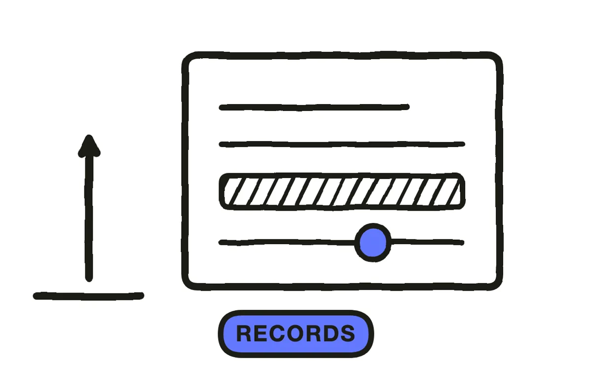 A hand-drawn export dialog beside a training record log