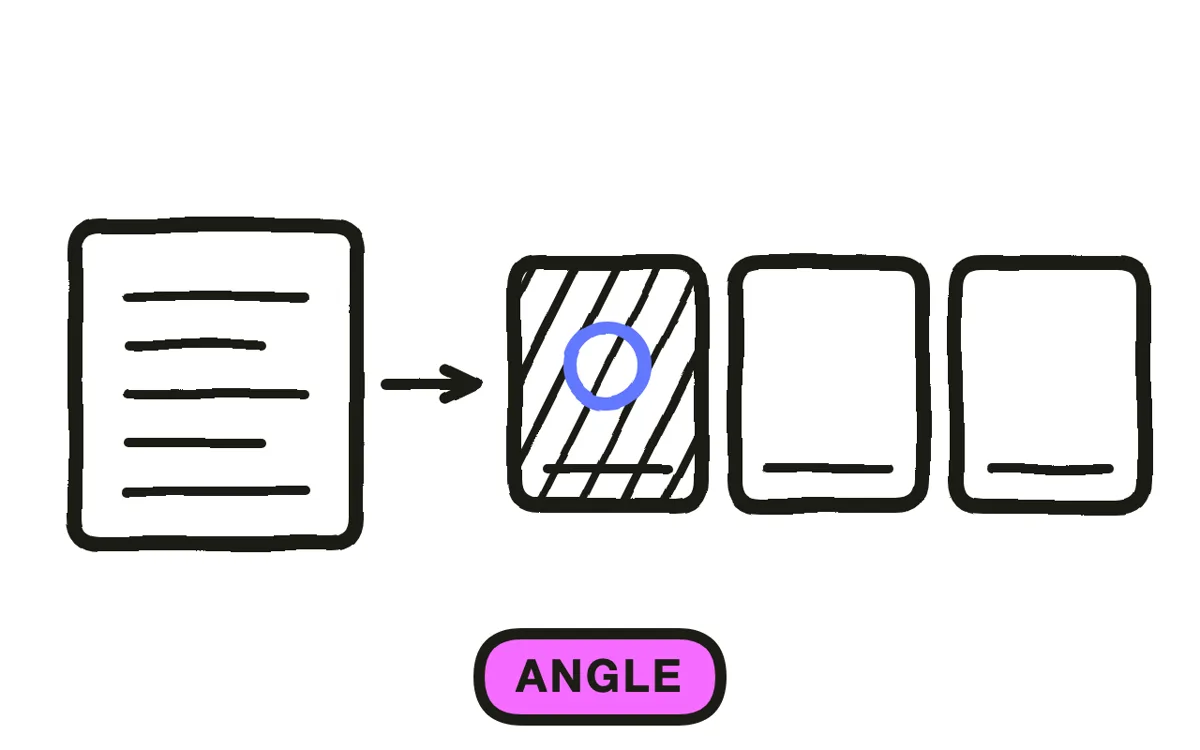 A hand-drawn storyboard grid with six numbered panels shot over the shoulder