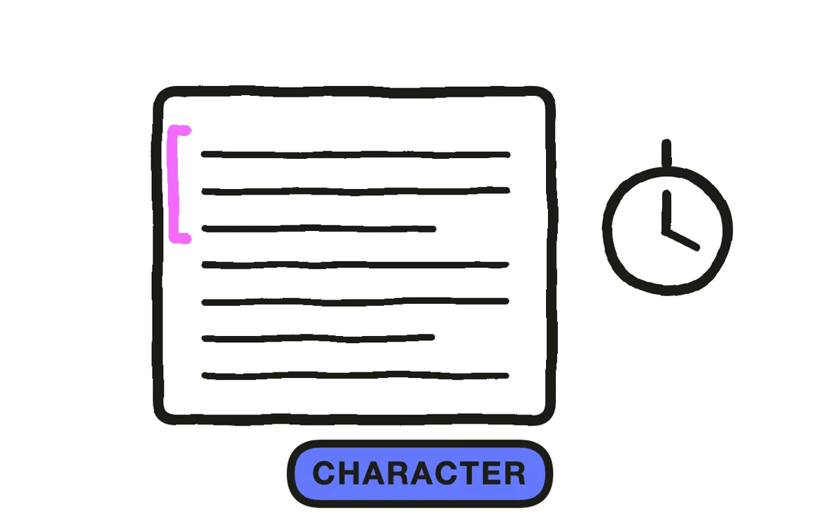 A hand-drawn character sheet with one protagonist in several poses