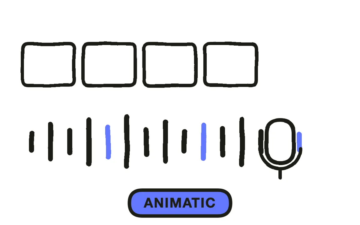 A hand-drawn animatic timeline with panels laid against an audio track